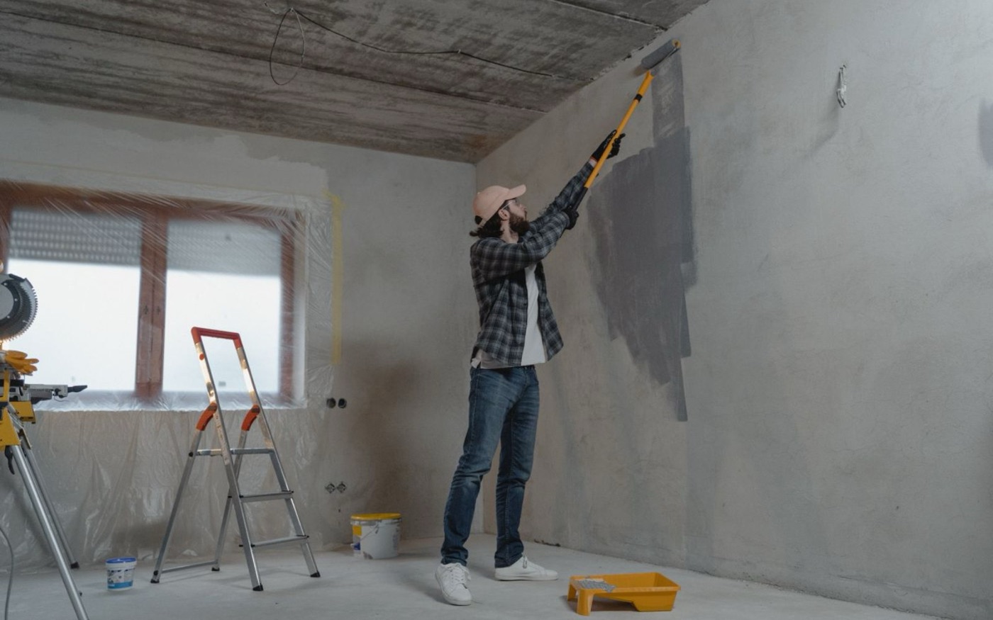 Bare walls in an older home being opened up